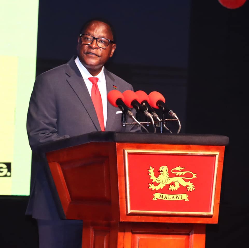 His Excellence the State President of the Republic of Malawi Dr. Lazarus Chakwera at the official opening of the 52nd Global Fund Board meeting in Lilongwe, Malawi.